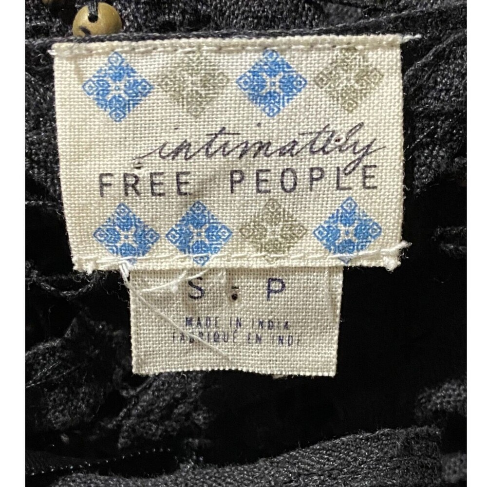 Free People Intimately Black Crochet Lace Cami Studded Tank Top Boho Festival S - Picture 8 of 15